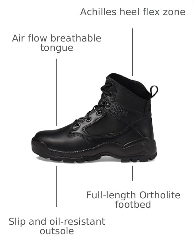 5.11 Tactical Womens ATAC 2.0 8-Inch Side Zip Professional Work Boot, Black
