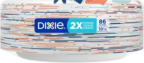 Dixie Medium Paper Plates, 8.5 Inch, 90 Count, 2X Stronger*, Microwave-Safe, Soak-Proof, Cut Resistant, Disposable Plates For Everyday Breakfast, Lunch, & Dinner Meals