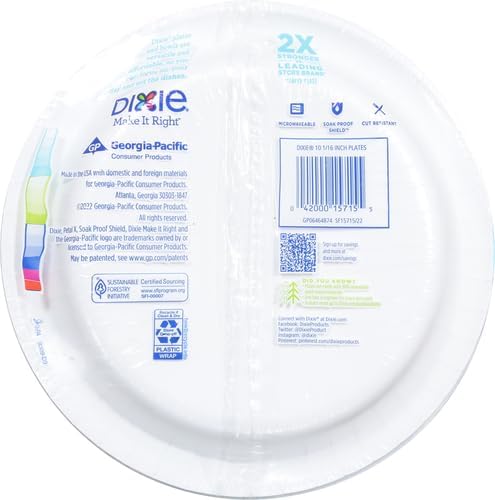 Dixie Medium Paper Plates, 8.5 Inch, 90 Count, 2X Stronger*, Microwave-Safe, Soak-Proof, Cut Resistant, Disposable Plates For Everyday Breakfast, Lunch, & Dinner Meals