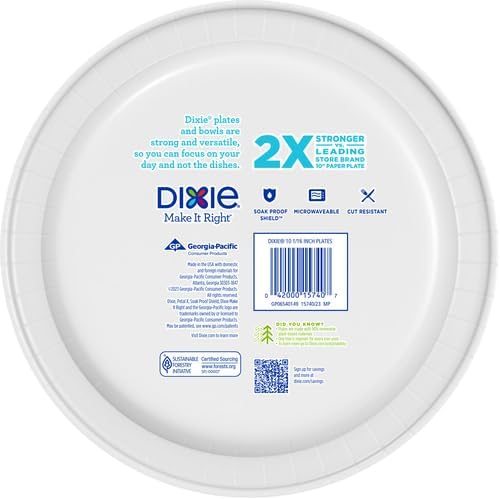 Dixie Medium Paper Plates, 8.5 Inch, 90 Count, 2X Stronger*, Microwave-Safe, Soak-Proof, Cut Resistant, Disposable Plates For Everyday Breakfast, Lunch, & Dinner Meals