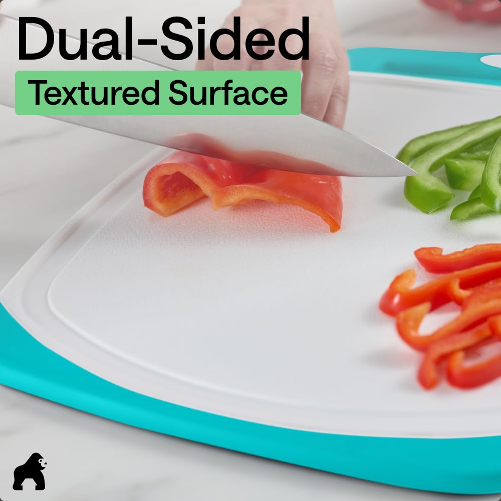 GORILLA GRIP BPA-Free Reversible Kitchen Cutting Board, Set of 3, Black