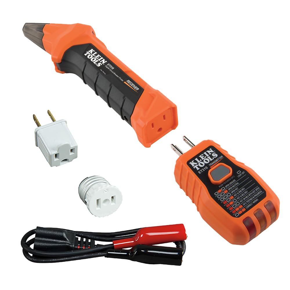 Klein Tools ET310KIT AC Circuit Breaker Finder Kit, Electric Tester, GFCI Tester, Leads, Adapters and Case