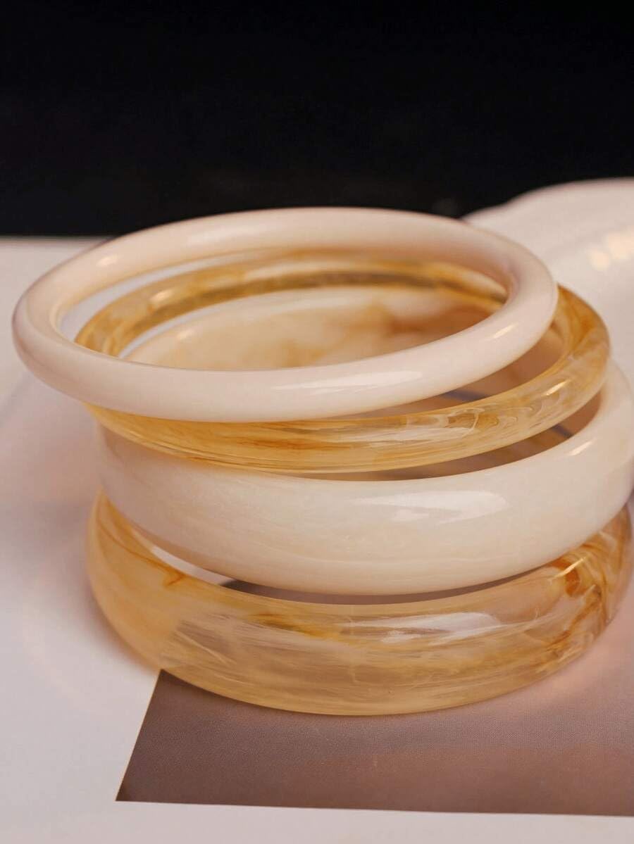 ÌF ME Acrylic Bangles Bracelets for Women, Irregular Acrylic Resin Chunky Bracelets Geometric Fashions Thick Statement bangle Set