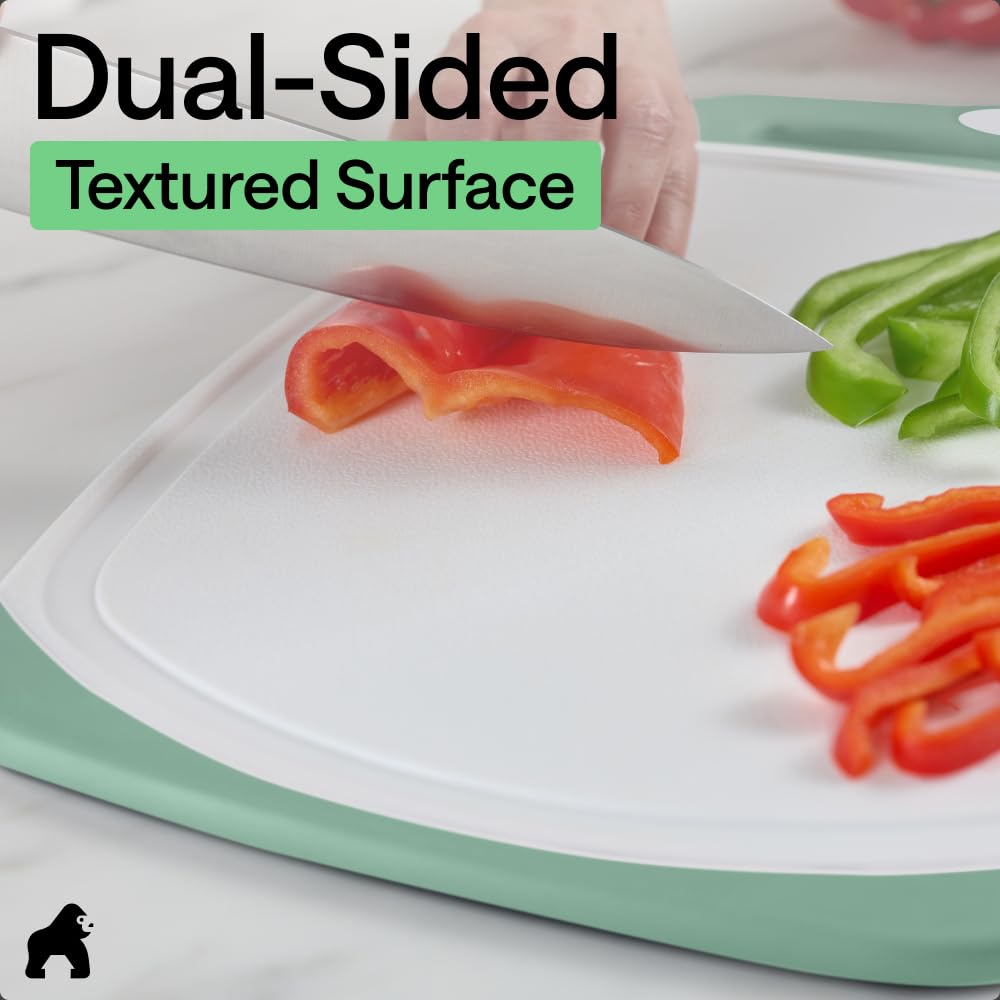 GORILLA GRIP BPA-Free Reversible Kitchen Cutting Board, Set of 3, Black