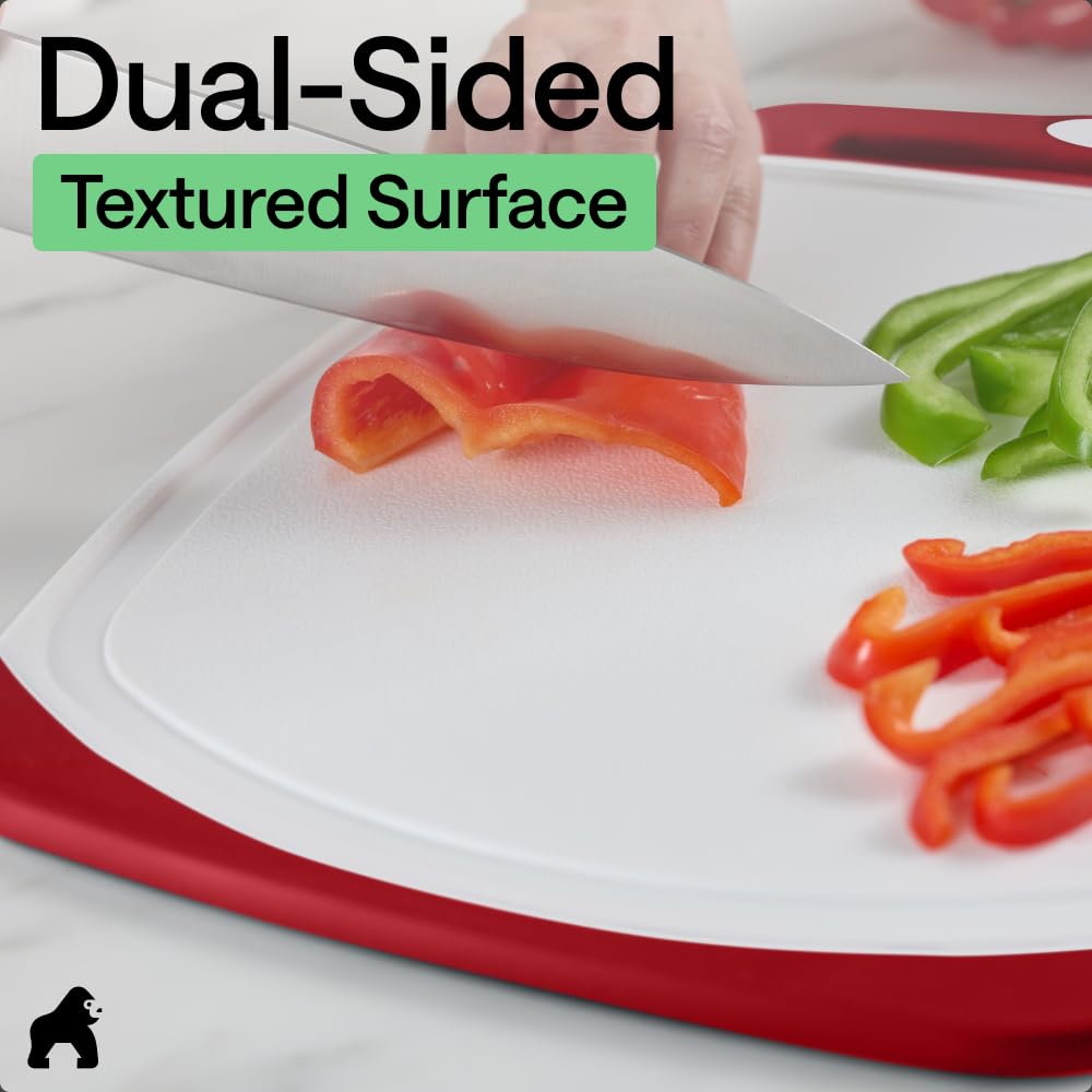 GORILLA GRIP BPA-Free Reversible Kitchen Cutting Board, Set of 3, Black