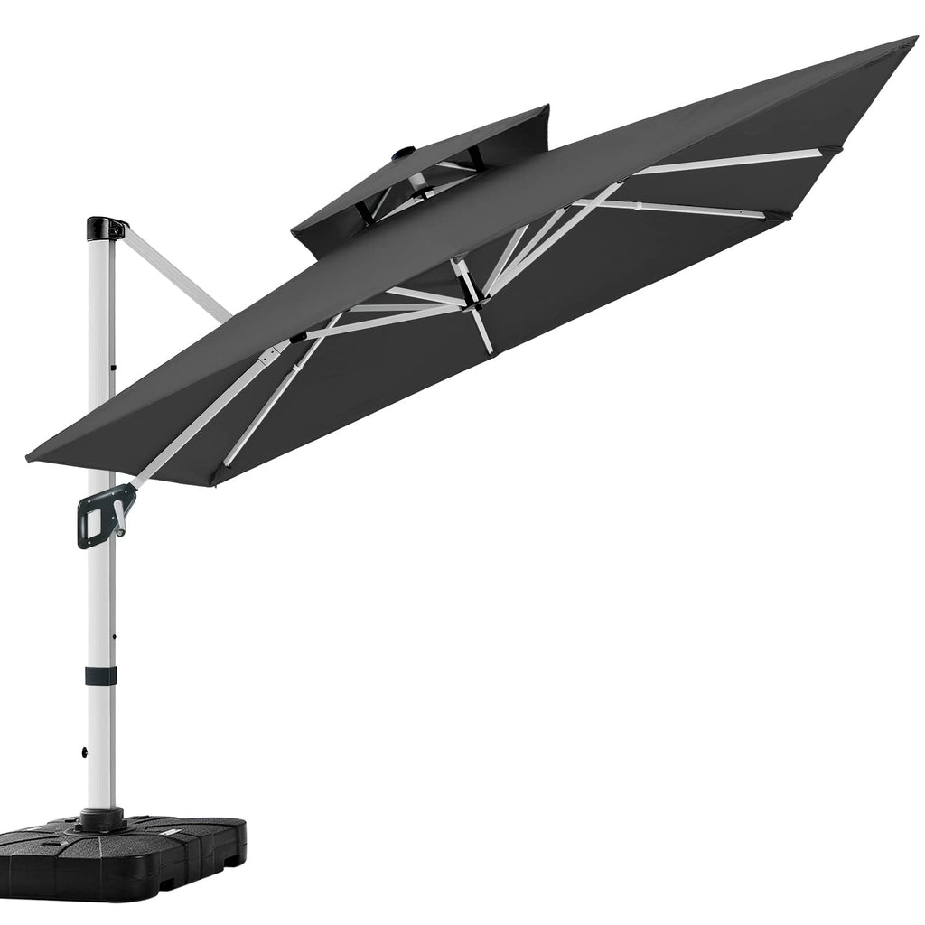 ABCCANOPY Patio Umbrella Cantilever Double Top Outdoor Offset Umbrella with 360° Rotation