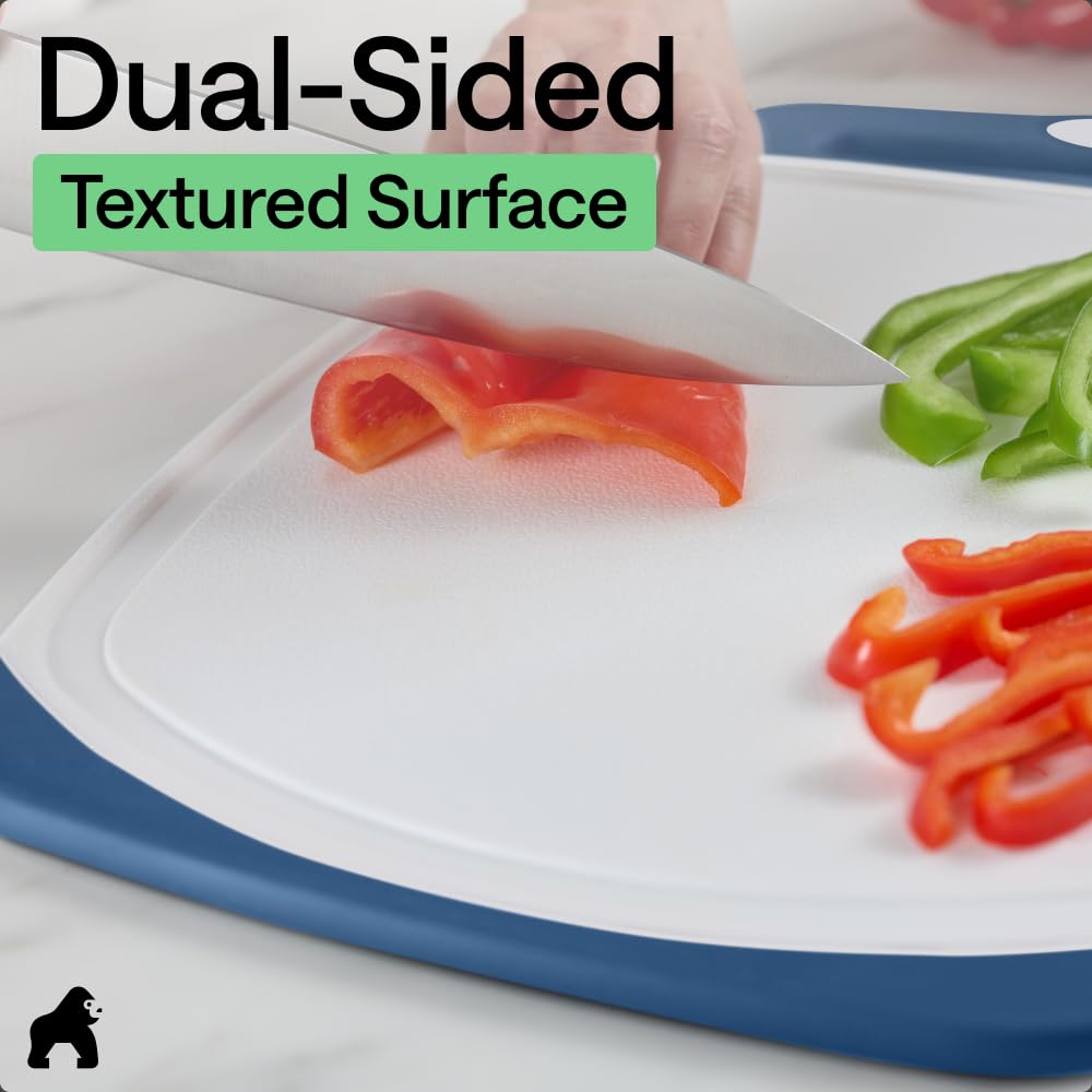 GORILLA GRIP BPA-Free Reversible Kitchen Cutting Board, Set of 3, Black