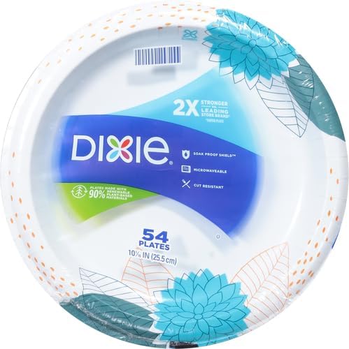 Dixie Medium Paper Plates, 8.5 Inch, 90 Count, 2X Stronger*, Microwave-Safe, Soak-Proof, Cut Resistant, Disposable Plates For Everyday Breakfast, Lunch, & Dinner Meals