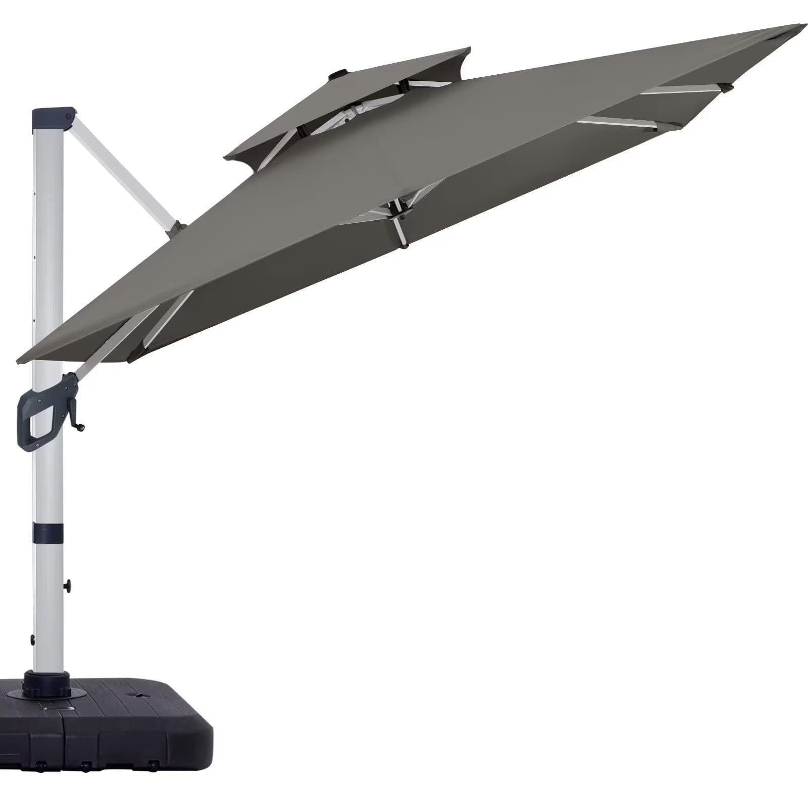 ABCCANOPY Patio Umbrella Cantilever Double Top Outdoor Offset Umbrella with 360° Rotation