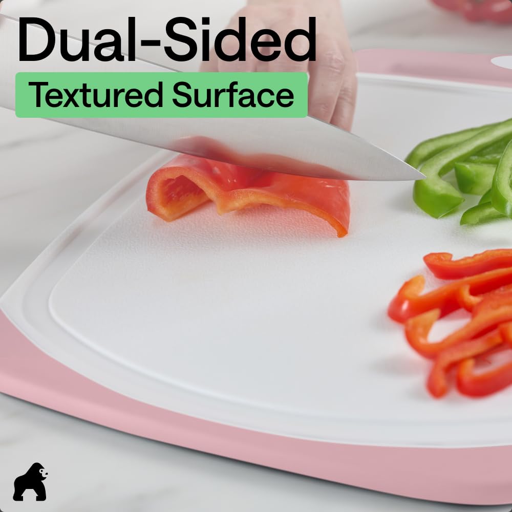 GORILLA GRIP BPA-Free Reversible Kitchen Cutting Board, Set of 3, Black