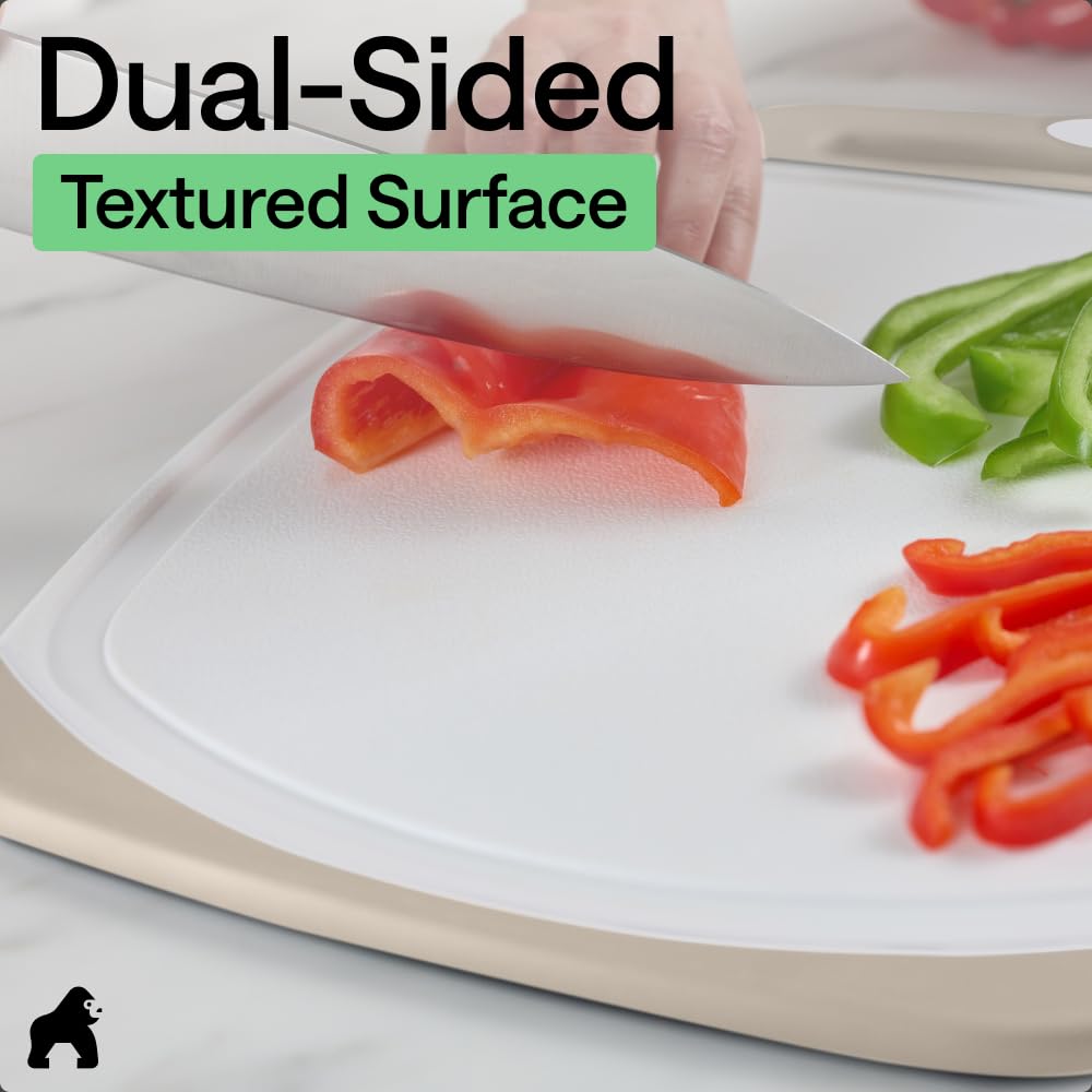 GORILLA GRIP BPA-Free Reversible Kitchen Cutting Board, Set of 3, Black