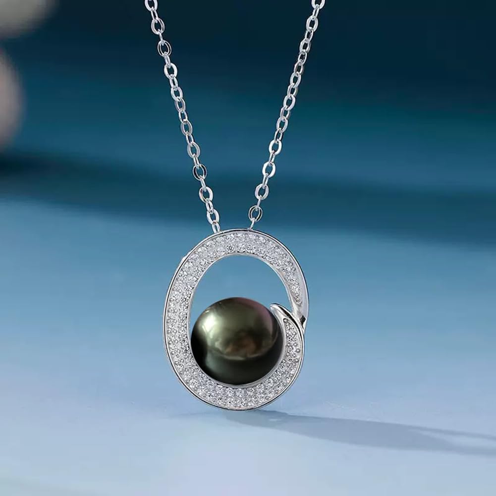 NONNYL Mothers Day Gifts For Wife Women Wedding Anniversary - Real Tahitian-Pearl-Necklace, Birthday Valentines Gifts For Wife Her Mom Christmas - Companion Necklace For Women Luxury Fine Jewelry