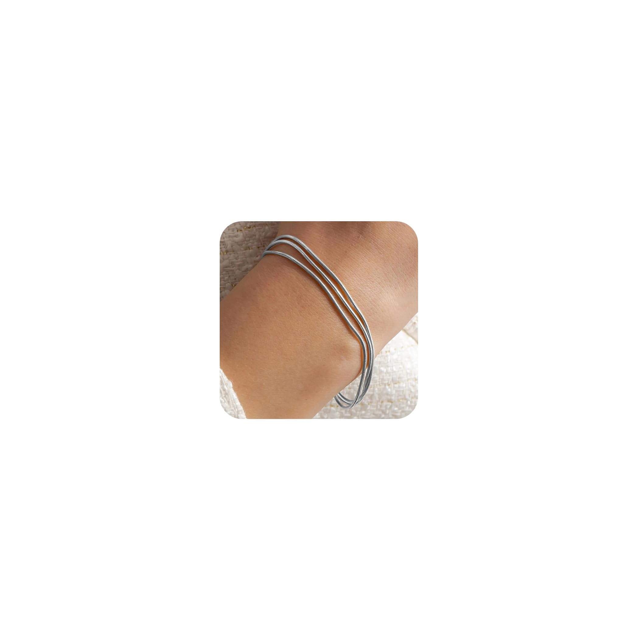 Gold Bracelets for Women, 14K Gold Plated Stackable Bracelet Stack Set Adjustable Charm Paperclip Chain Snake Link Layered Waterproof Jewelry Sets Gifts