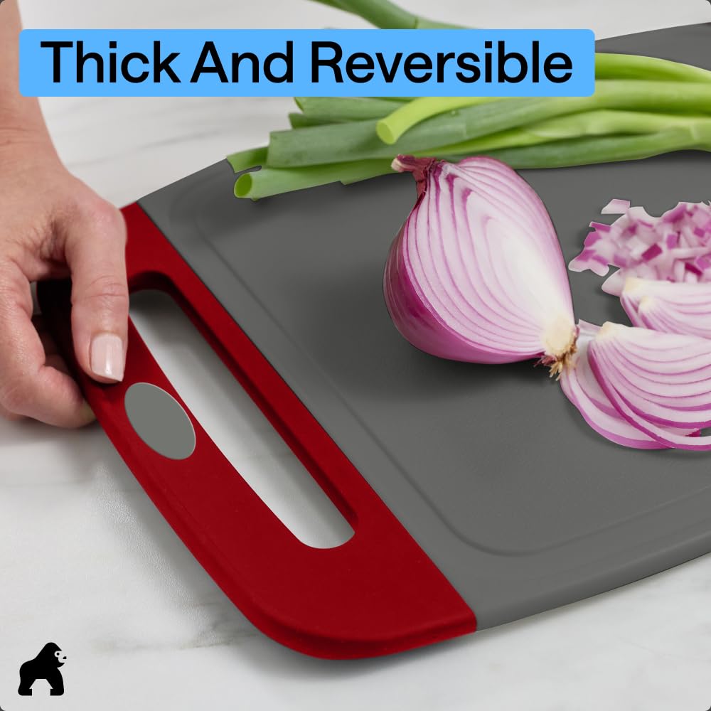 GORILLA GRIP BPA-Free Reversible Kitchen Cutting Board, Set of 3, Black