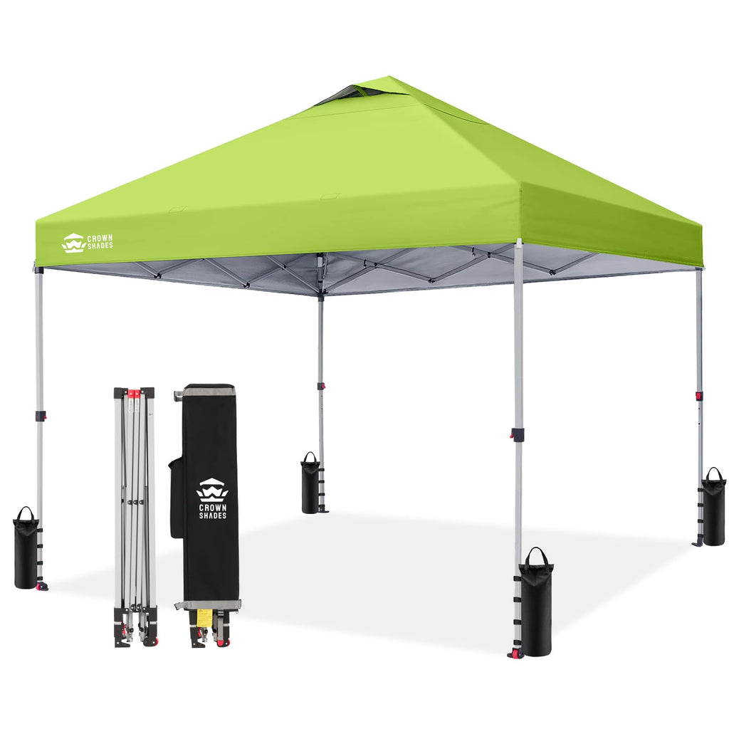 CROWN SHADES 8x8 Pop Up Canopy Tent with One Push Setup, Grid White