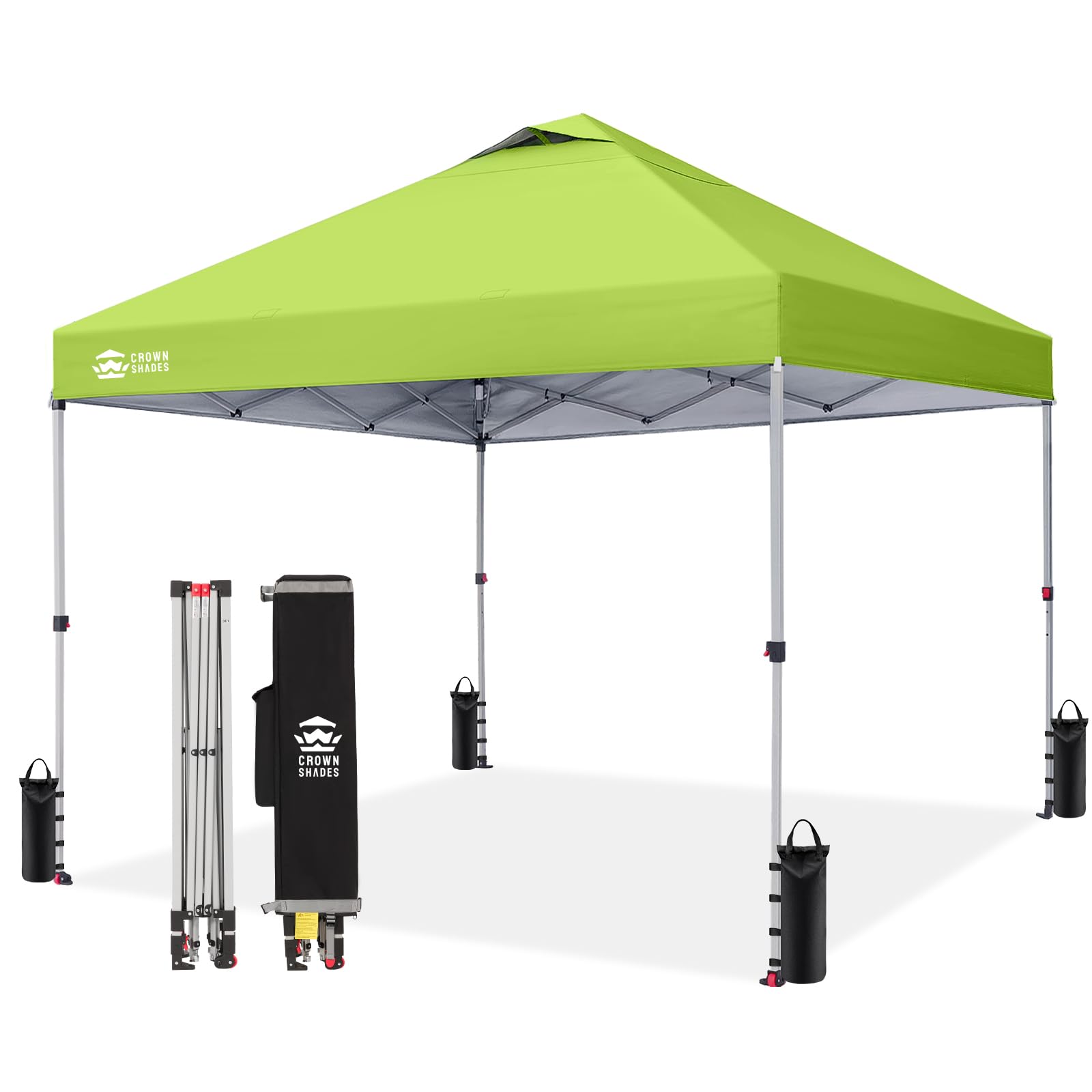 CROWN SHADES 8x8 Pop Up Canopy Tent with One Push Setup, Grid White