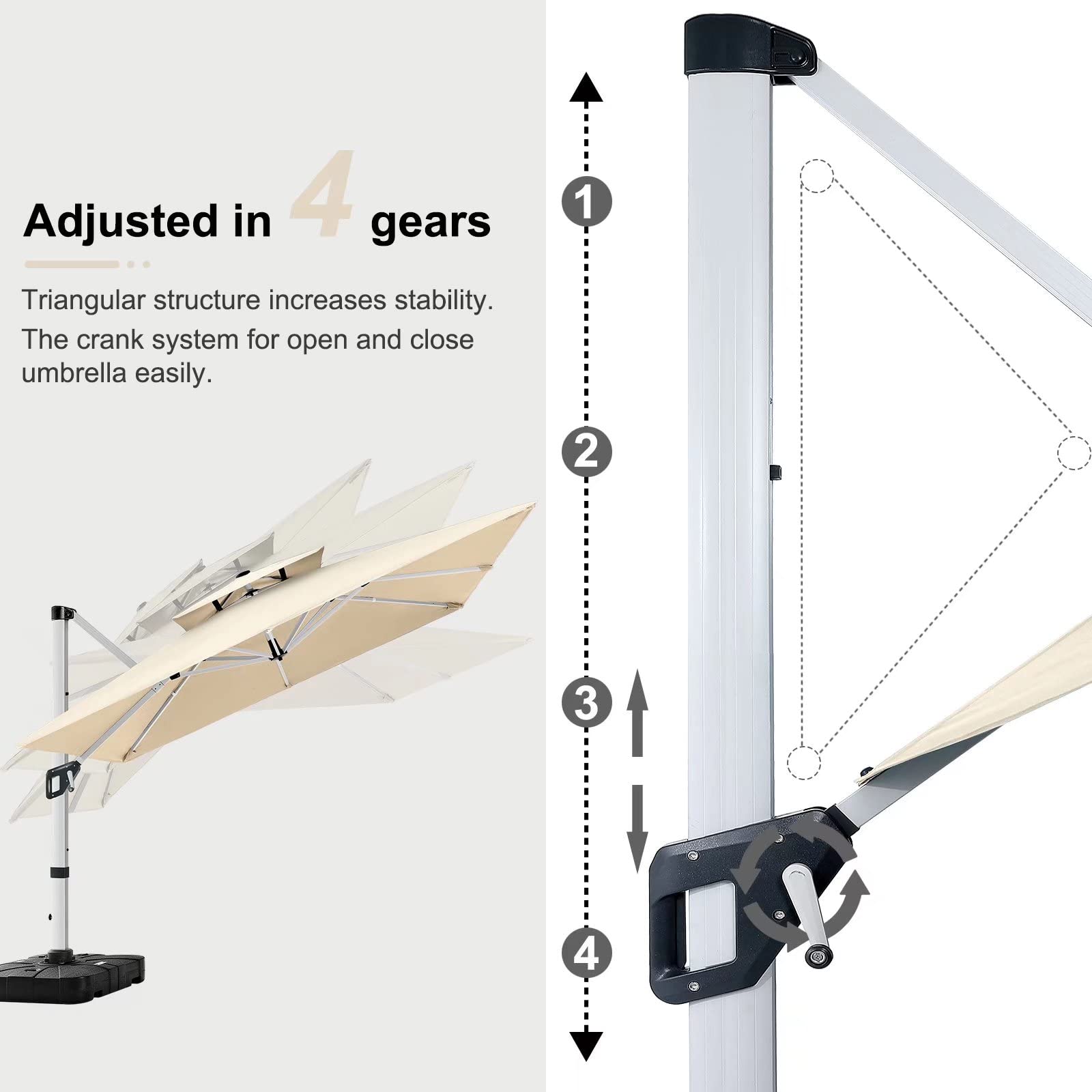 ABCCANOPY Patio Umbrella Cantilever Double Top Outdoor Offset Umbrella with 360° Rotation