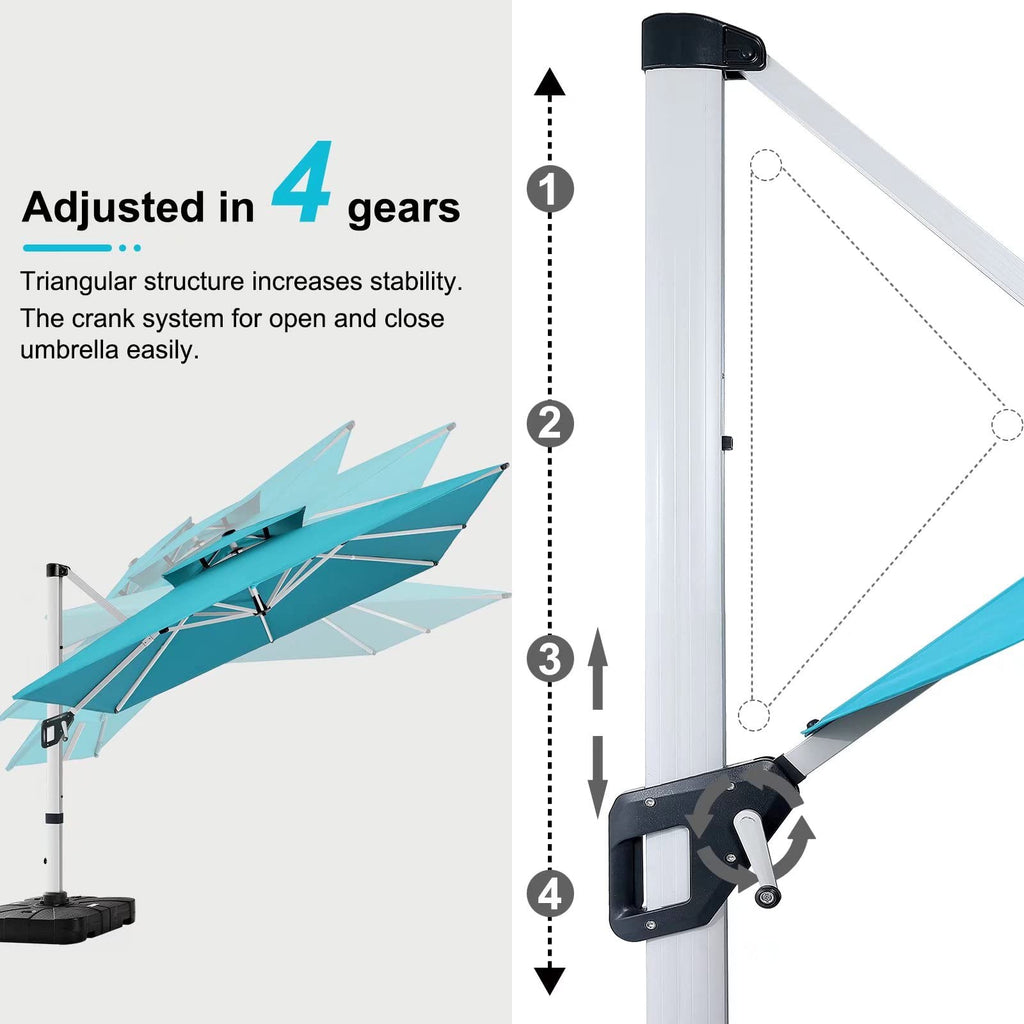 ABCCANOPY Patio Umbrella Cantilever Double Top Outdoor Offset Umbrella with 360° Rotation