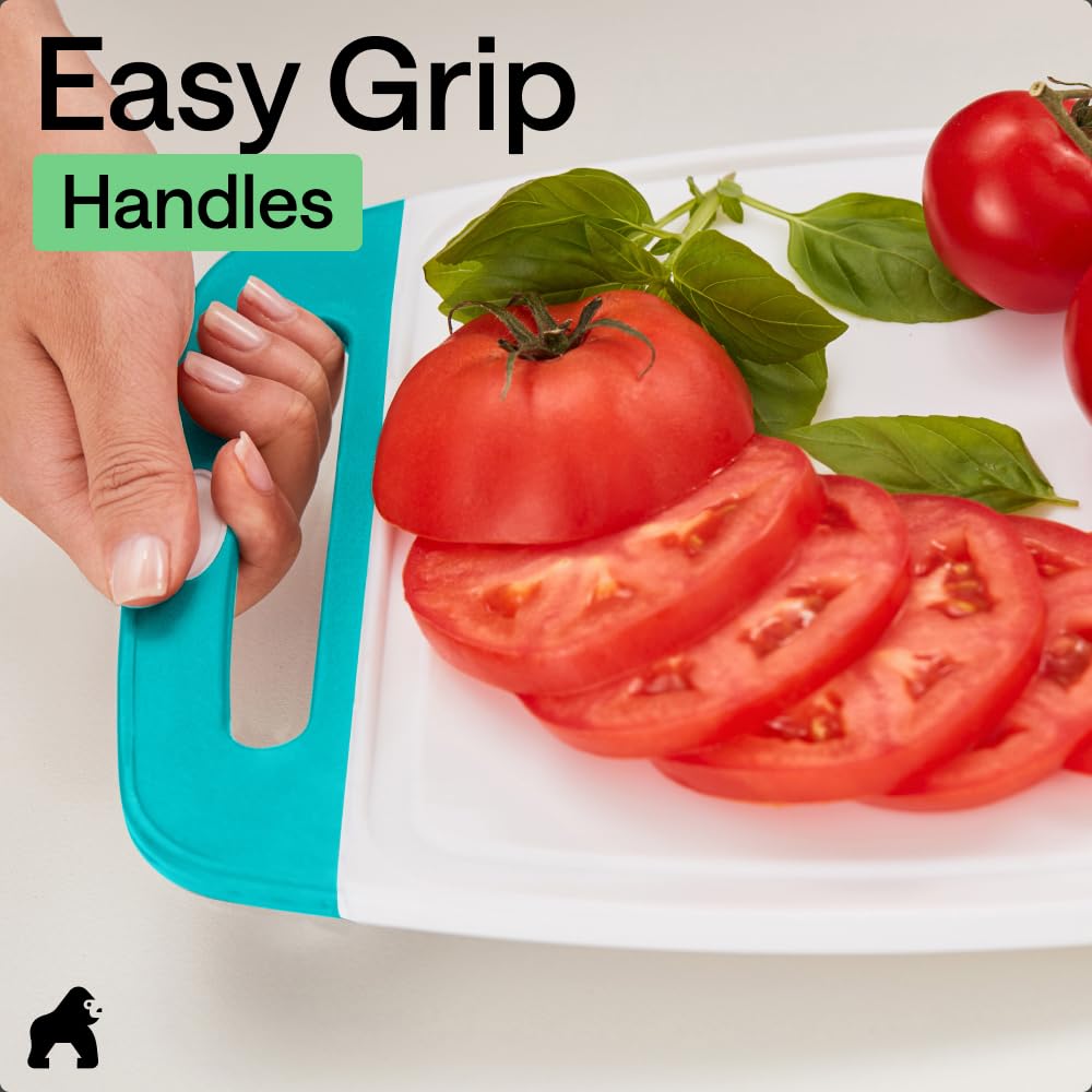 GORILLA GRIP BPA-Free Reversible Kitchen Cutting Board, Set of 3, Black