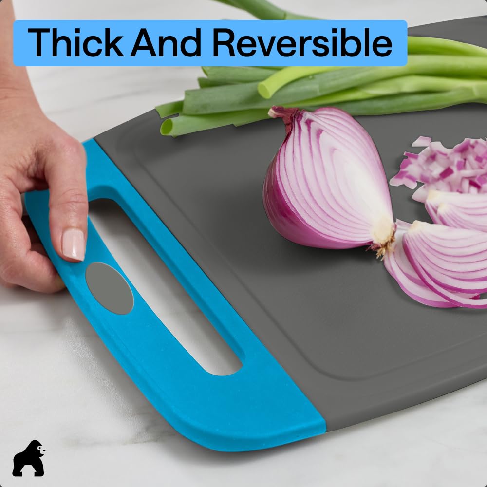GORILLA GRIP BPA-Free Reversible Kitchen Cutting Board, Set of 3, Black