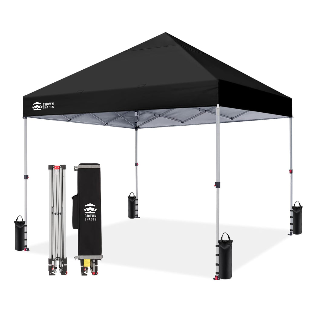 CROWN SHADES 8x8 Pop Up Canopy Tent with One Push Setup, Grid White