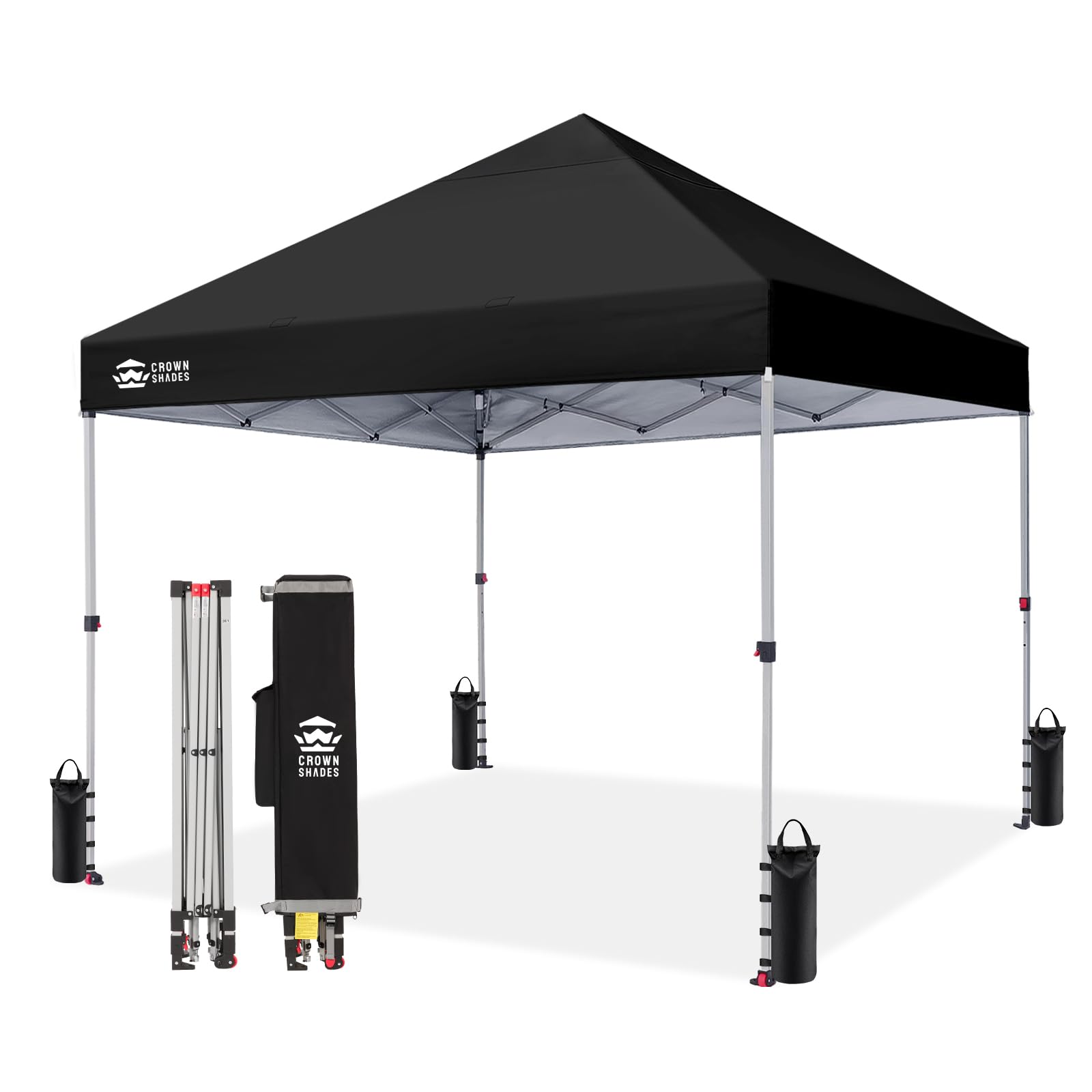 CROWN SHADES 8x8 Pop Up Canopy Tent with One Push Setup, Grid White
