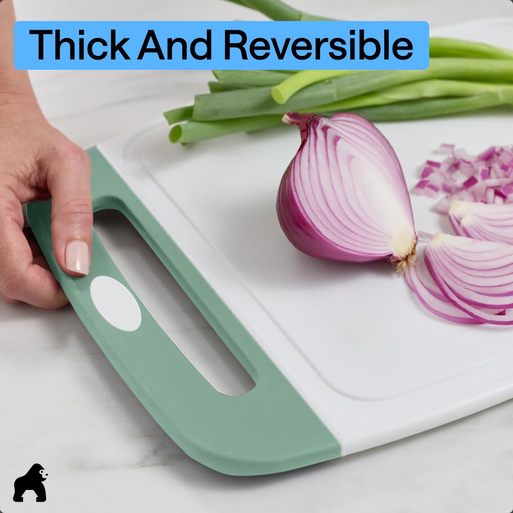 GORILLA GRIP BPA-Free Reversible Kitchen Cutting Board, Set of 3, Black