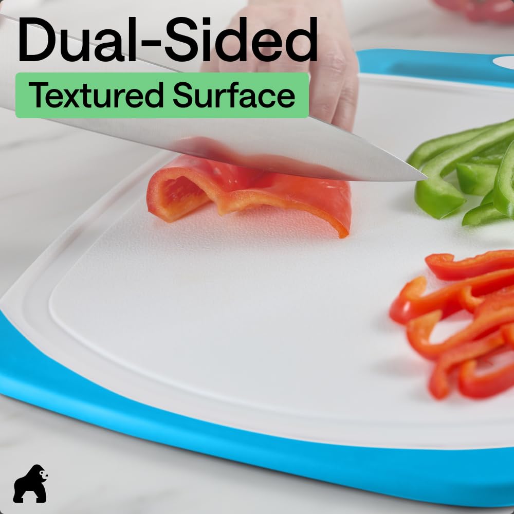 GORILLA GRIP BPA-Free Reversible Kitchen Cutting Board, Set of 3, Black