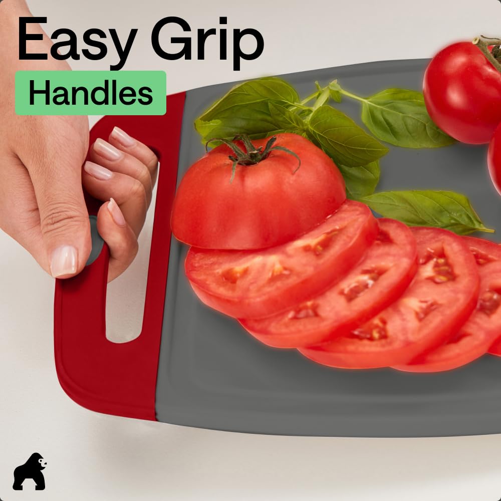 GORILLA GRIP BPA-Free Reversible Kitchen Cutting Board, Set of 3, Black