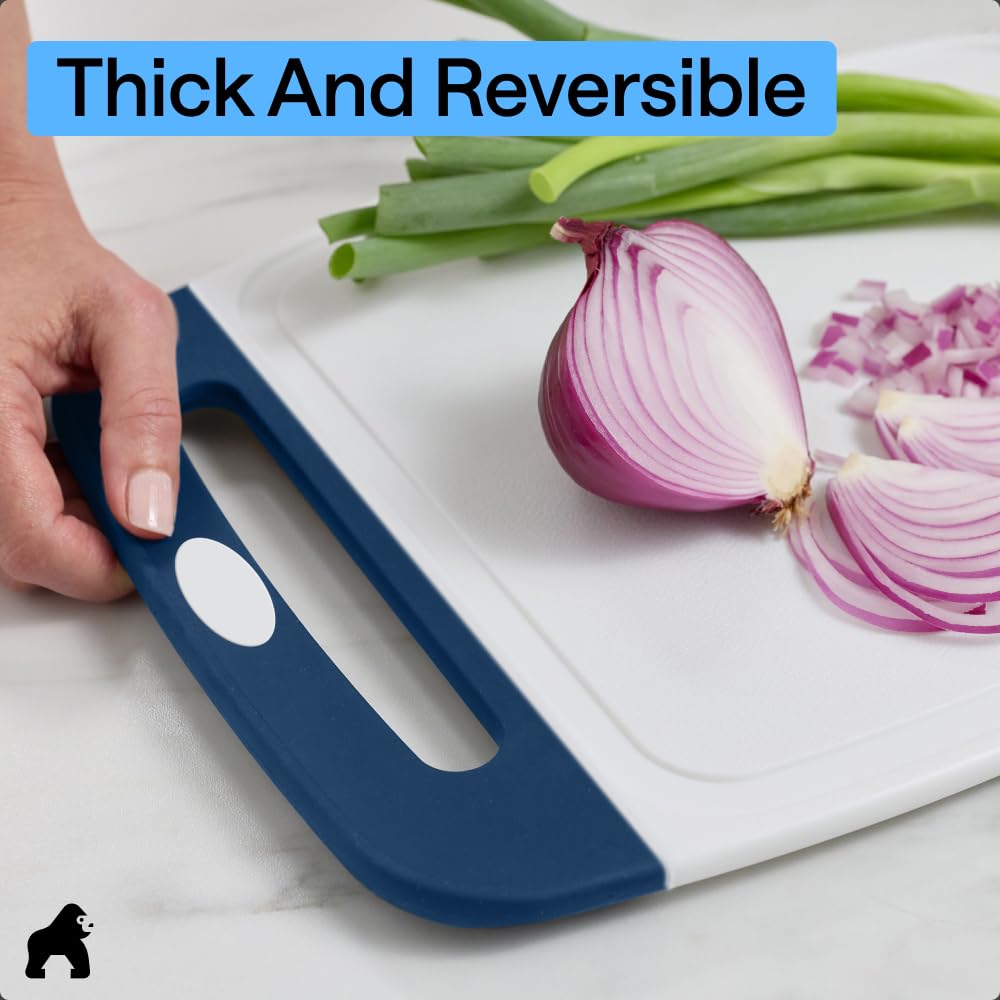 GORILLA GRIP BPA-Free Reversible Kitchen Cutting Board, Set of 3, Black