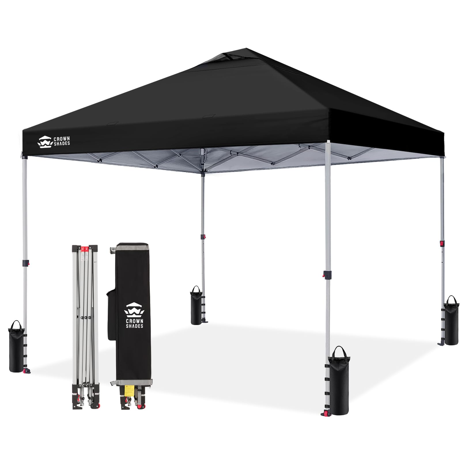CROWN SHADES 8x8 Pop Up Canopy Tent with One Push Setup, Grid White