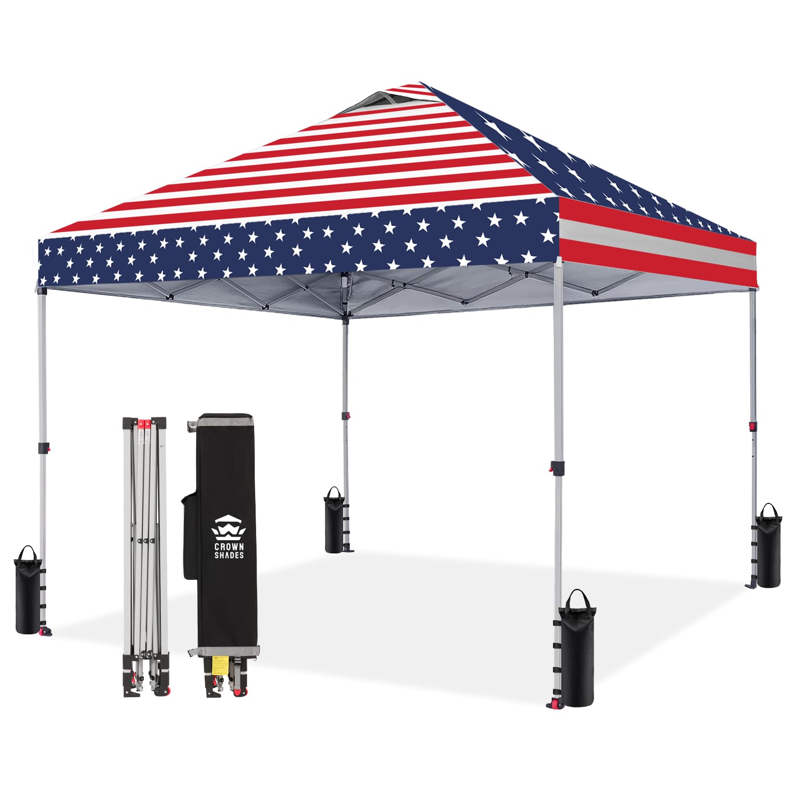 CROWN SHADES 8x8 Pop Up Canopy Tent with One Push Setup, Grid White
