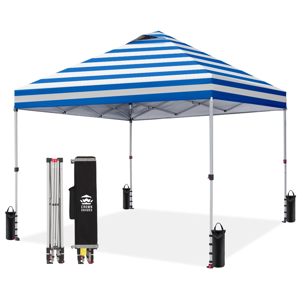 CROWN SHADES 8x8 Pop Up Canopy Tent with One Push Setup, Grid White