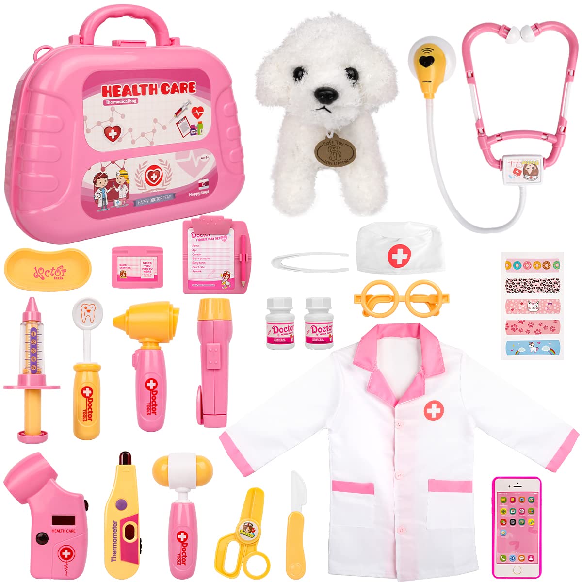 Meland Doctor Kit with Puppy for Kids, Pretend Play Toy Gift for Ages 3–6
