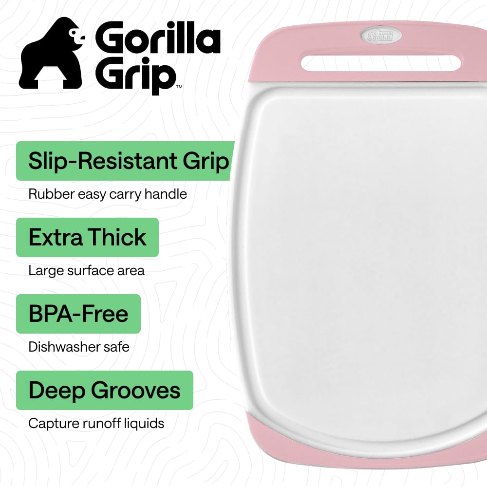 GORILLA GRIP BPA-Free Reversible Kitchen Cutting Board, Set of 3, Black