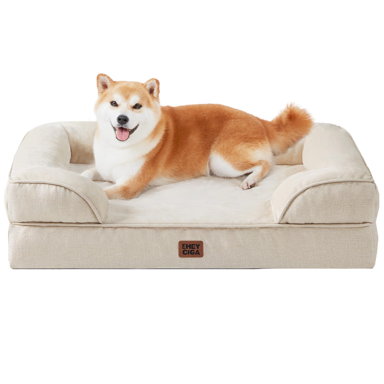 EHEYCIGA Orthopedic Dog Beds Large Sized Dog, Waterproof Memory Foam Pet Bed with Sides, Non-Slip Bottom Large Pet Bed with Washable Removable Cover, Grey