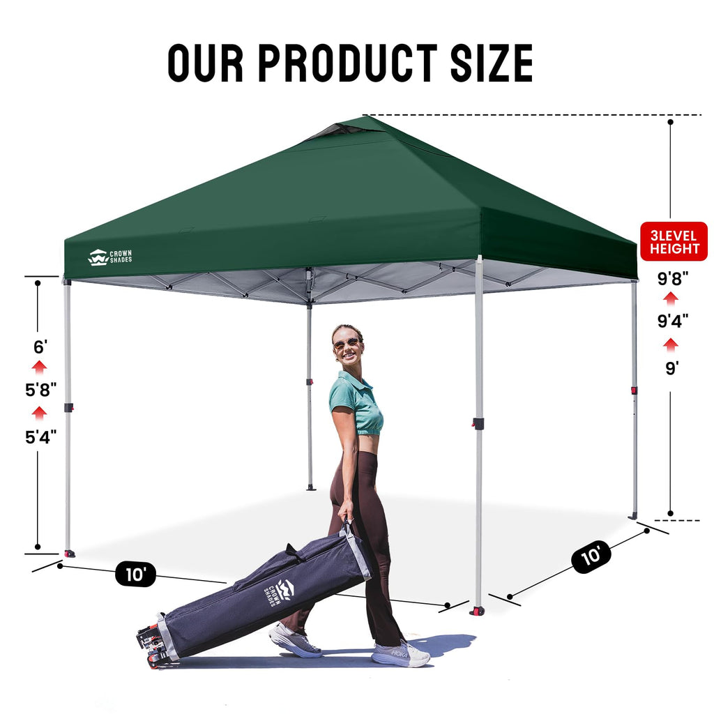 CROWN SHADES 8x8 Pop Up Canopy Tent with One Push Setup, Grid White