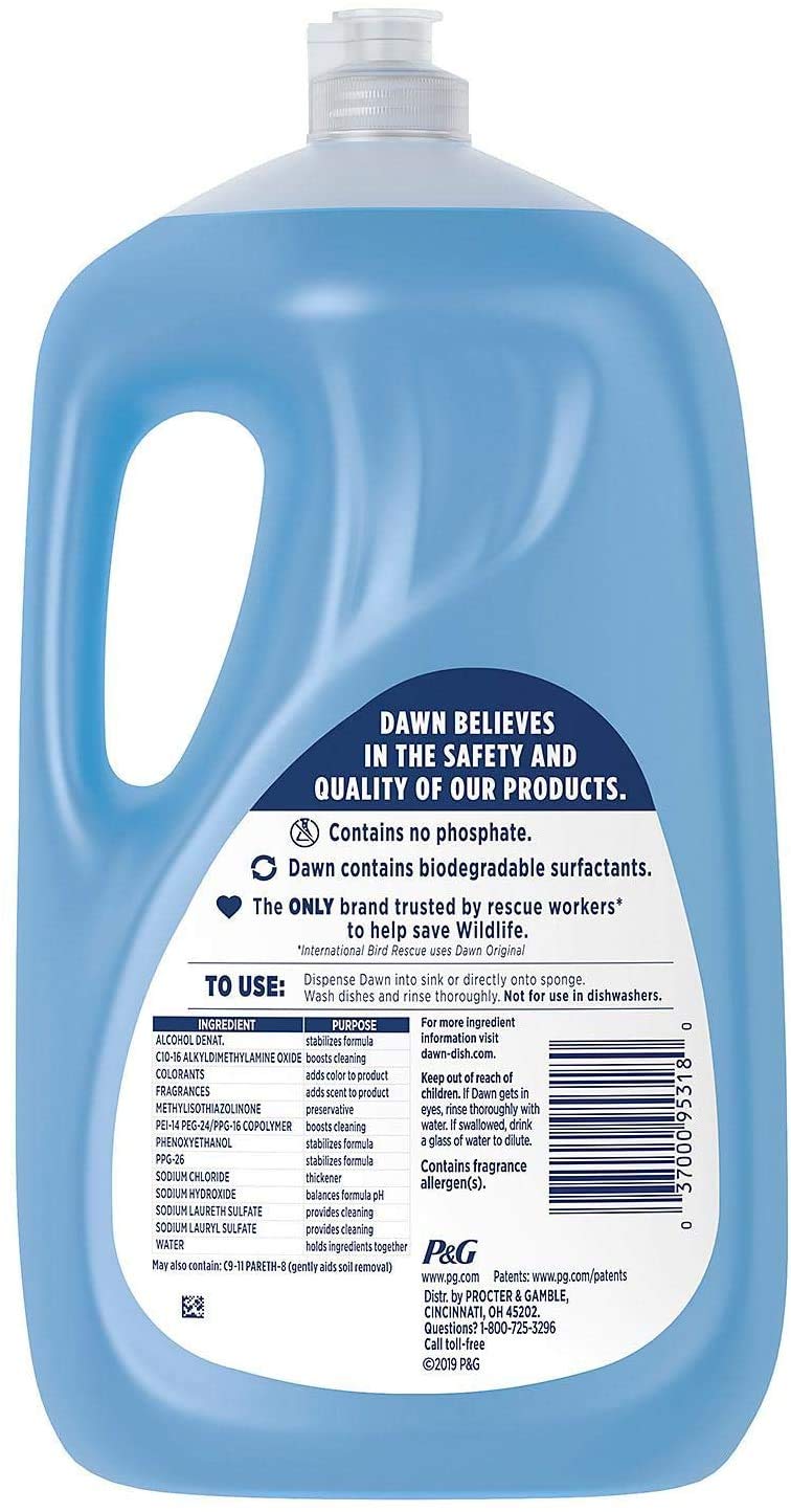 Dawn Ultra Dish Soap Refill Jug Large Size Original Blue Liquid Dishwashing Detergent, Powerful Dish Soap for Grease, 51.5oz (Pack of 2)