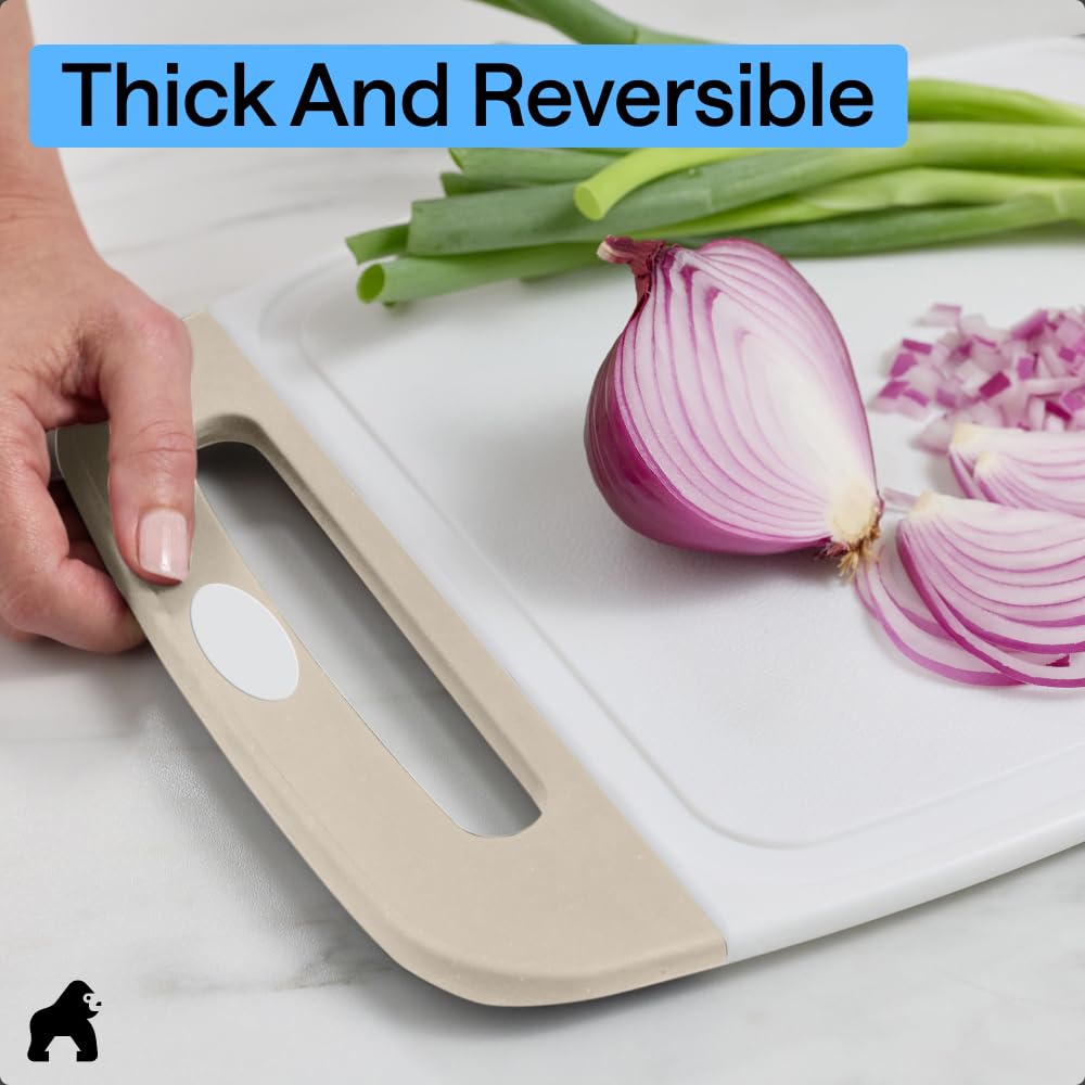 GORILLA GRIP BPA-Free Reversible Kitchen Cutting Board, Set of 3, Black