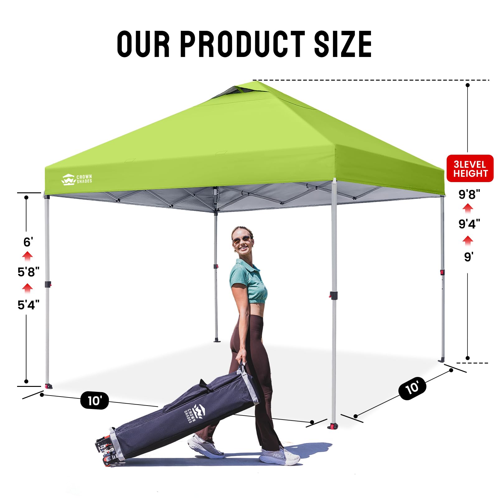 CROWN SHADES 8x8 Pop Up Canopy Tent with One Push Setup, Grid White