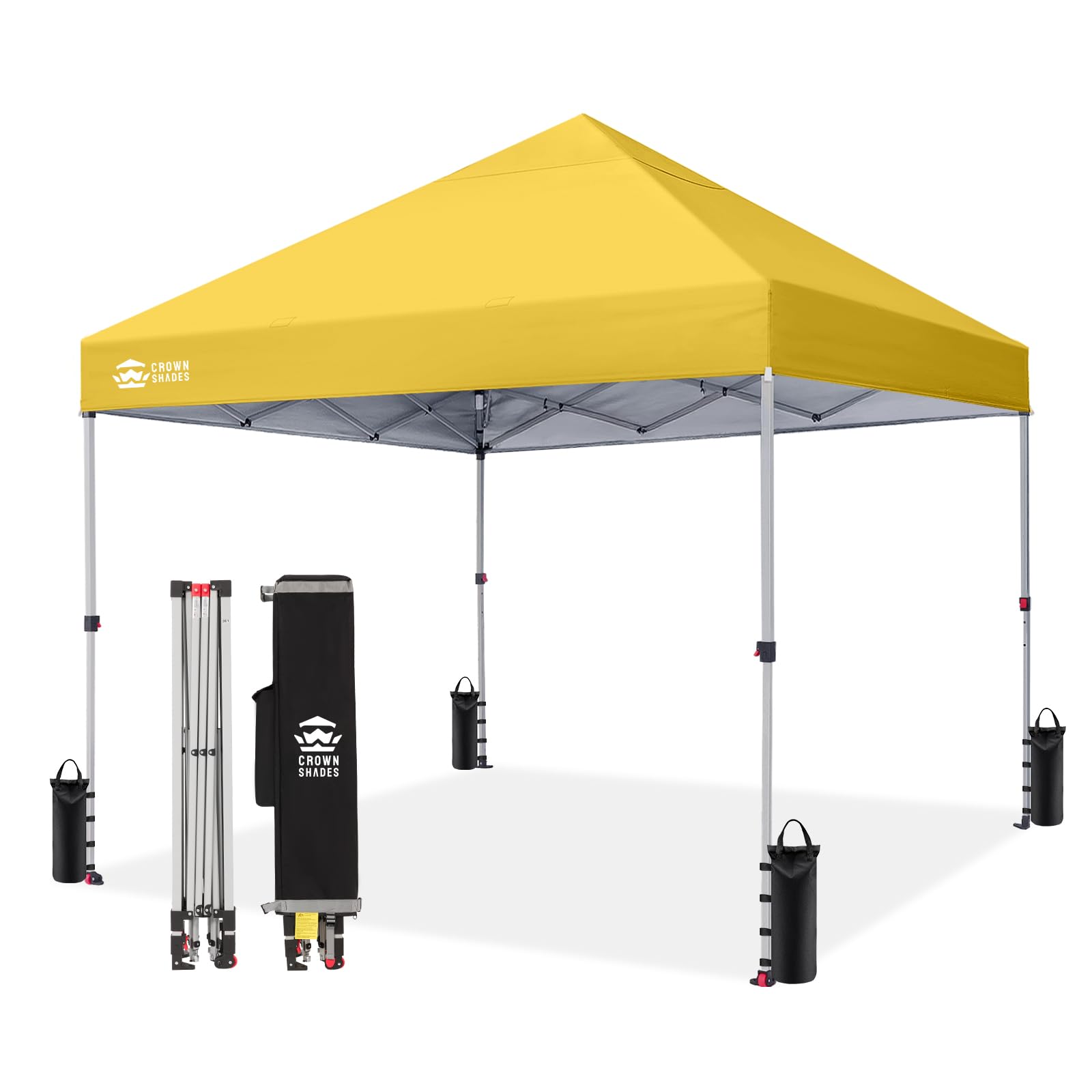 CROWN SHADES 8x8 Pop Up Canopy Tent with One Push Setup, Grid White