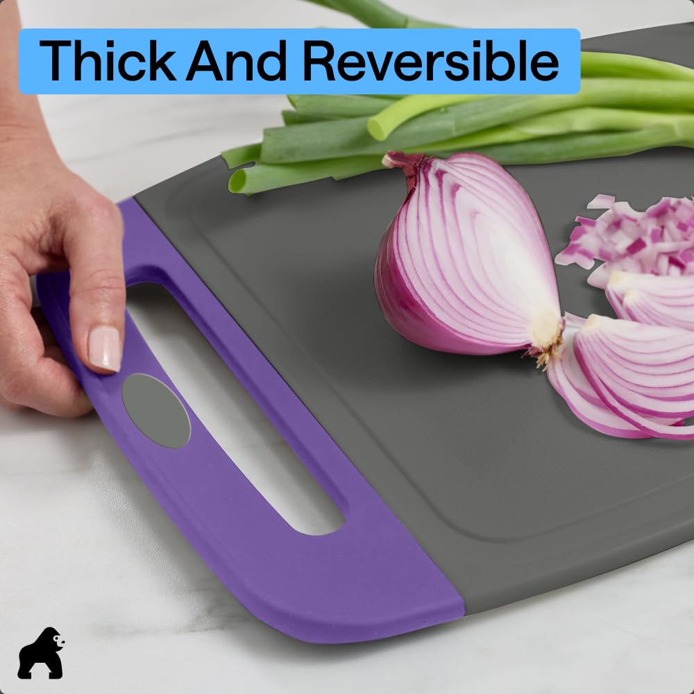 GORILLA GRIP BPA-Free Reversible Kitchen Cutting Board, Set of 3, Black