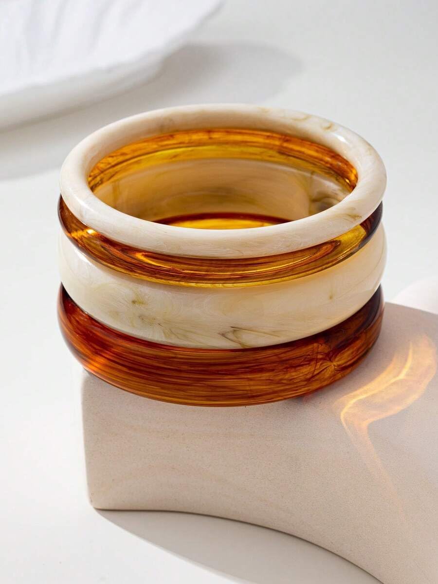 ÌF ME Acrylic Bangles Bracelets for Women, Irregular Acrylic Resin Chunky Bracelets Geometric Fashions Thick Statement bangle Set
