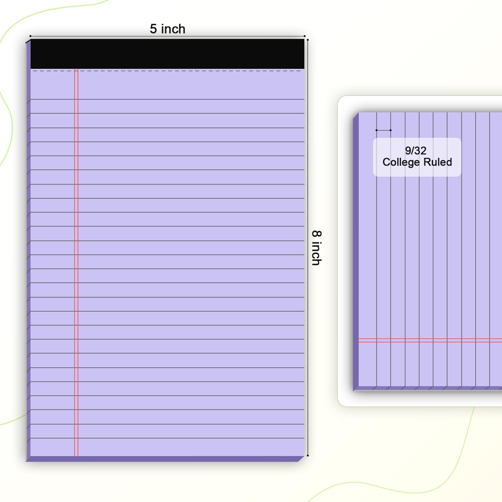5pcs Small Note Pads 5x8 Notebook College Ruled Legal Pads Color Notepads 5 Pack Study Back Writing Pads 5 x 8 Perforated Narrow Ruled Pads of Paper for School & Office Supplies 30 Sheets/Pack
