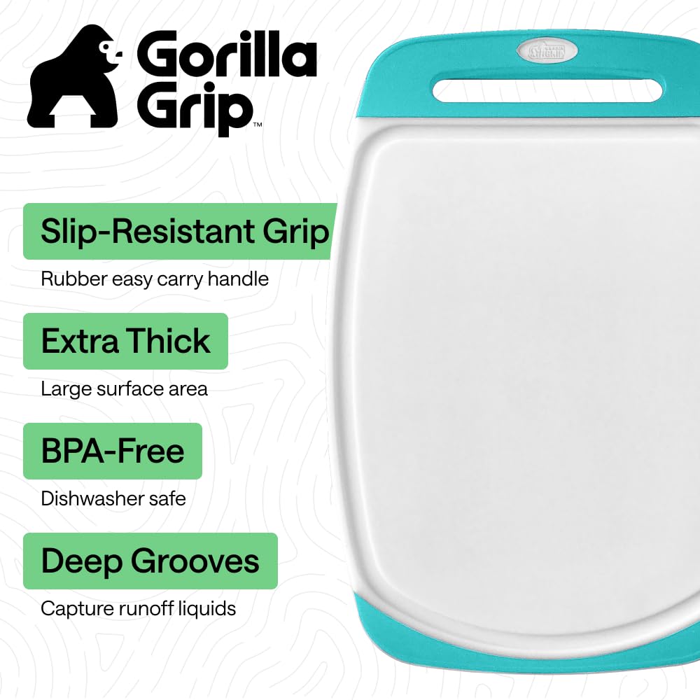GORILLA GRIP BPA-Free Reversible Kitchen Cutting Board, Set of 3, Black