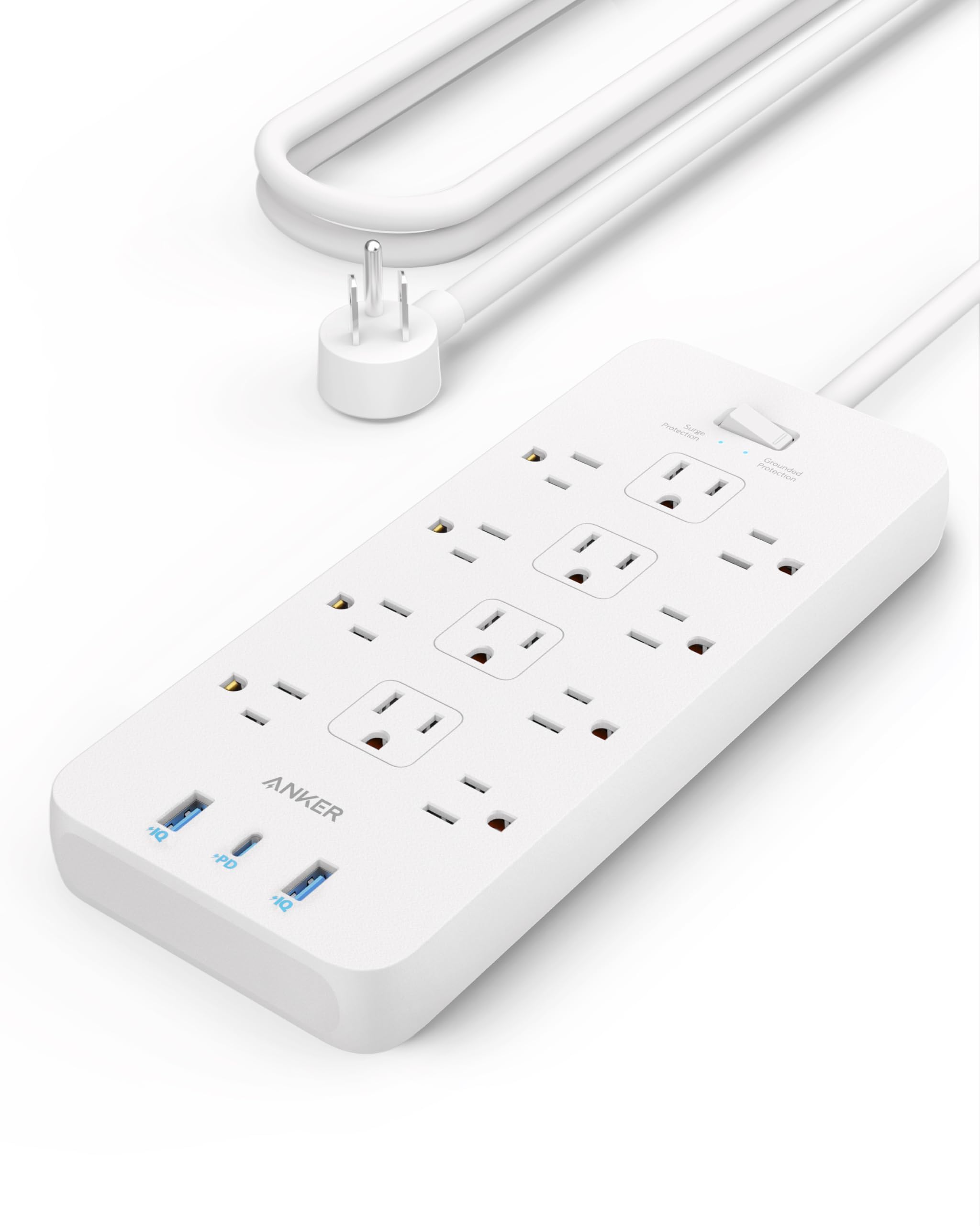 Anker Power Strip with 2100J Surge Protector, Outlet Extender, 20W, 12 AC