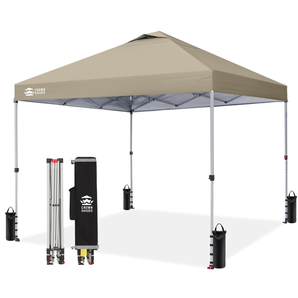 CROWN SHADES 8x8 Pop Up Canopy Tent with One Push Setup, Grid White