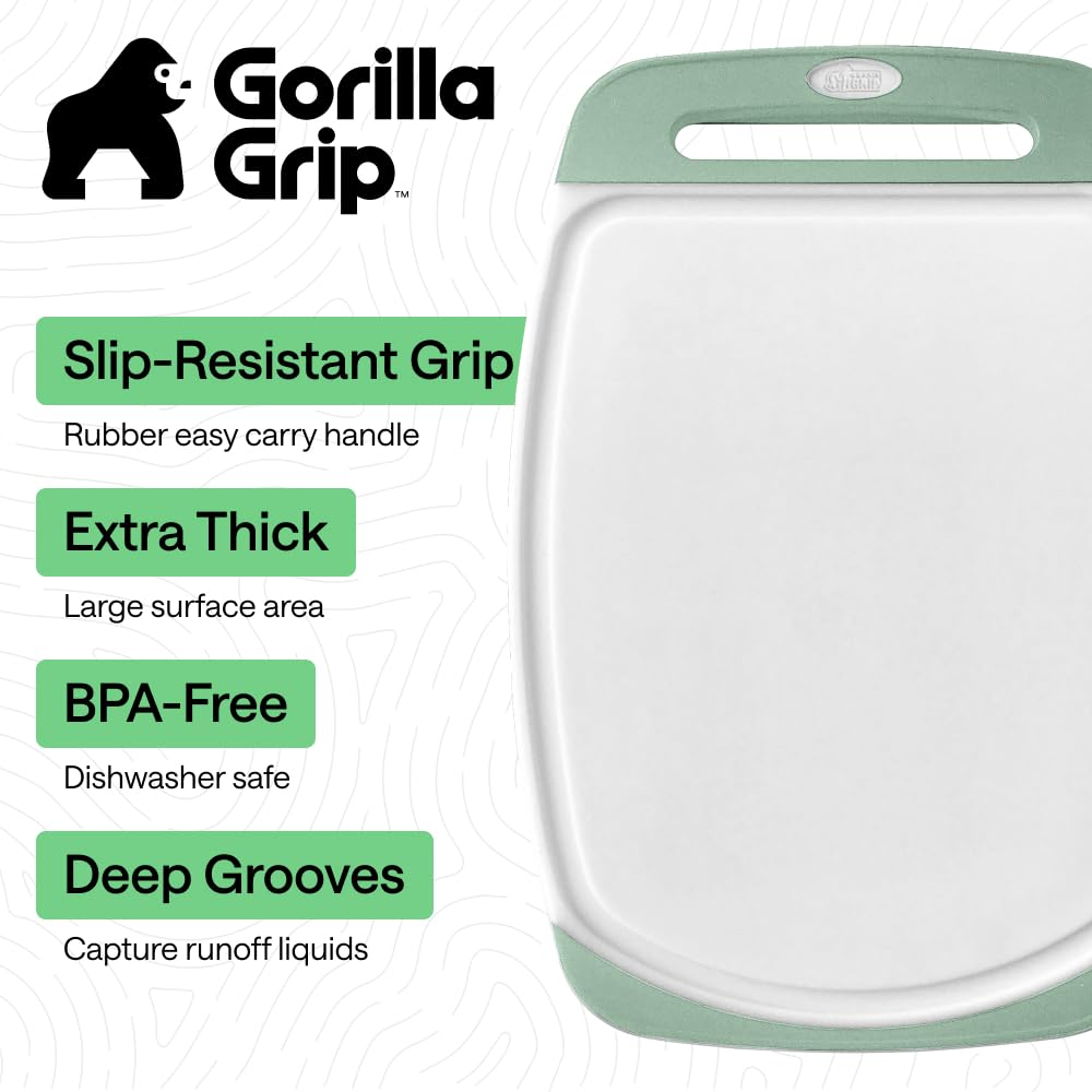 GORILLA GRIP BPA-Free Reversible Kitchen Cutting Board, Set of 3, Black