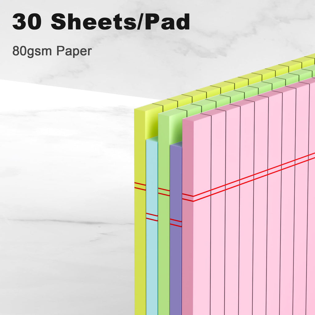 5pcs Small Note Pads 5x8 Notebook College Ruled Legal Pads Color Notepads 5 Pack Study Back Writing Pads 5 x 8 Perforated Narrow Ruled Pads of Paper for School & Office Supplies 30 Sheets/Pack