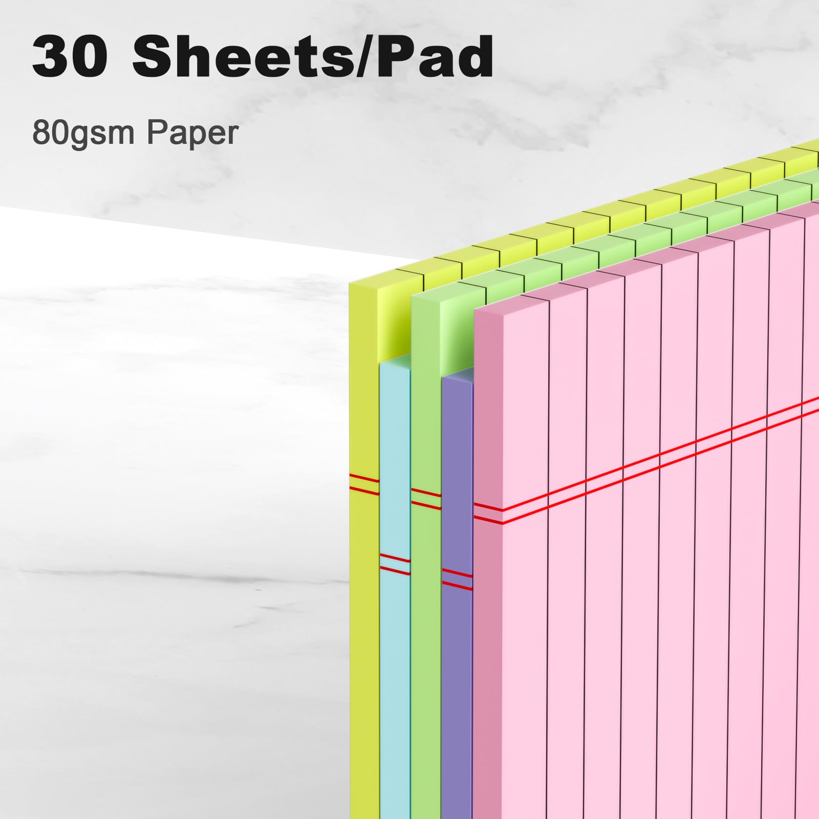 5pcs Small Note Pads 5x8 Notebook College Ruled Legal Pads Color Notepads 5 Pack Study Back Writing Pads 5 x 8 Perforated Narrow Ruled Pads of Paper for School & Office Supplies 30 Sheets/Pack